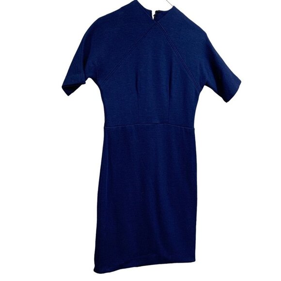 Harry S. Epstein Navy Blue Short Sleeve Sheath Dress 1960s Vintage - Picture 2 of 9